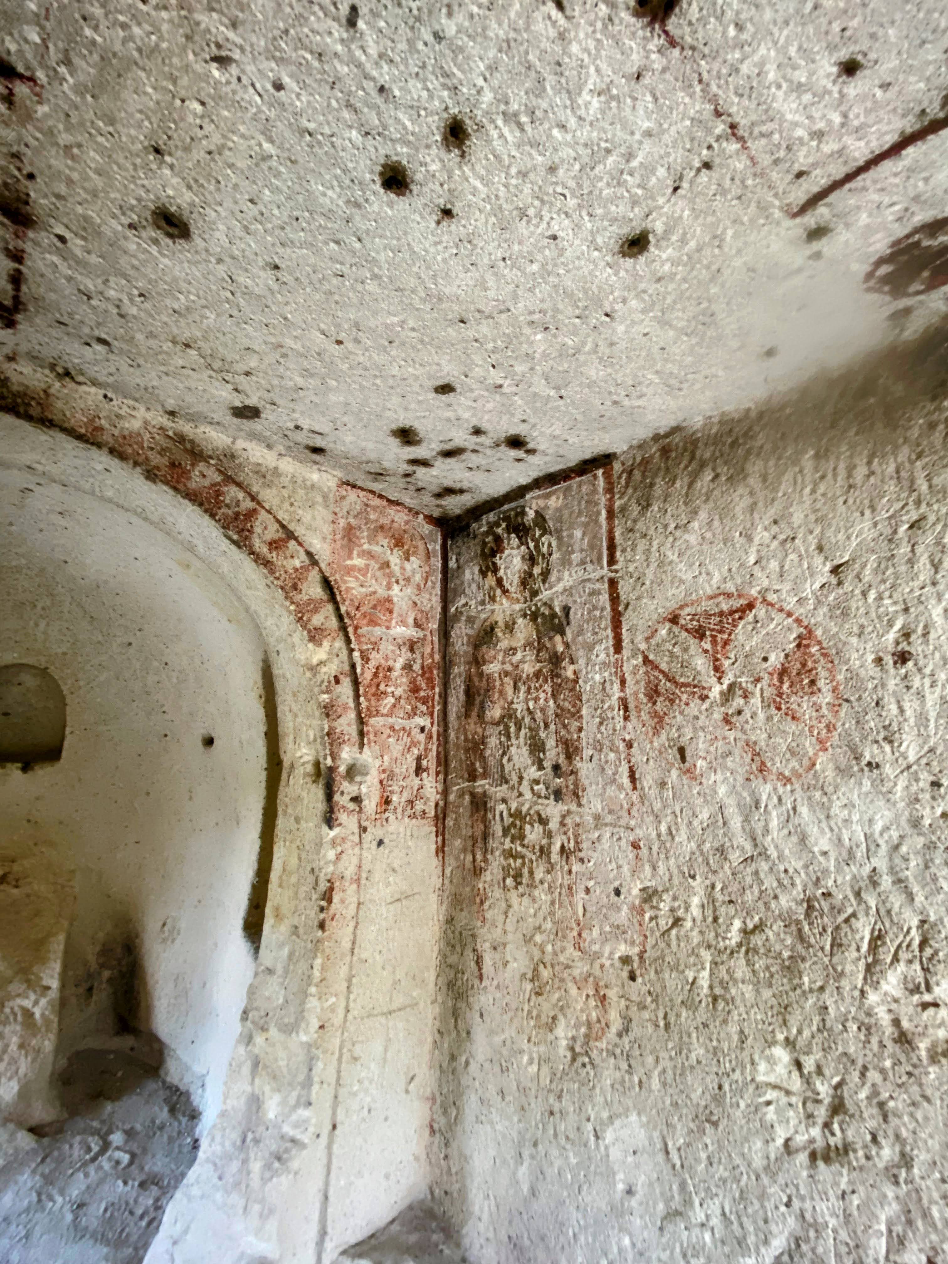 Defaced cave church walls